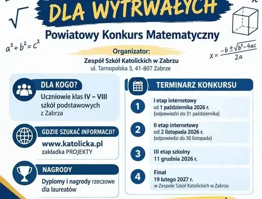 Powiatowy Konkurs Matematyczny „Matematyka dla wytrwałych” w Zabrzu – start już 1 października