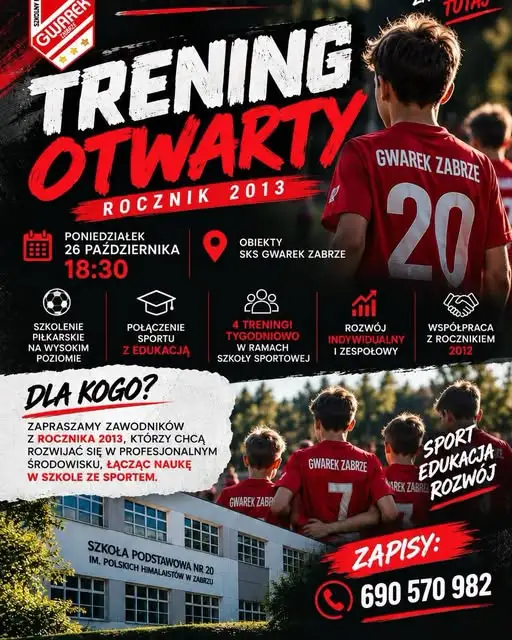 SKS Gwarek Zabrze zaprasza na otwarty trening rocznika 2013